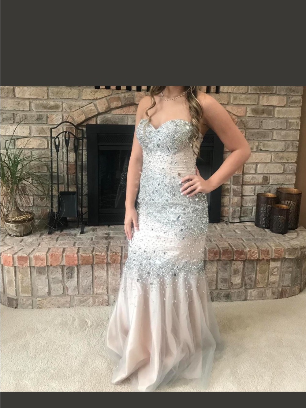 Strapless Silver Sequin Mermaid Gown